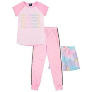 Girl's Knit 3 Piece Sleep Set - Jelli Fish Kids Pink XL